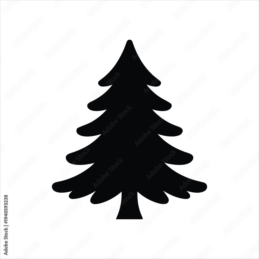 Obraz premium Simple black pine tree silhouette