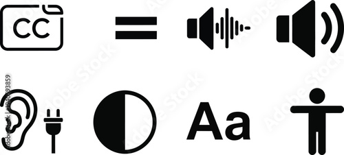 Accessibility icons isolated on transparent background