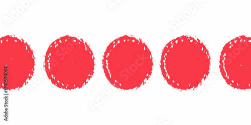 A row of five textured vibrant red oval shapes against white