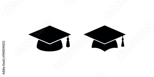 Graduation cap icon set. graduate cap vector. academic cap icon. diploma hat icon. graduation ceremony icon isolated on white background