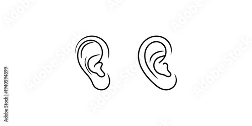 Two ears on white background, listening and hearing concept