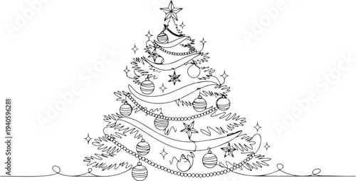 A beautifully decorated Christmas tree with ornaments and lights