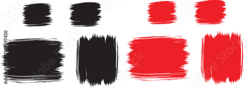 Brush stroke color swatches in black and red on white background