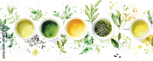 Abstract Easter egg with floral border and fresh green vegetable soup in a bowl