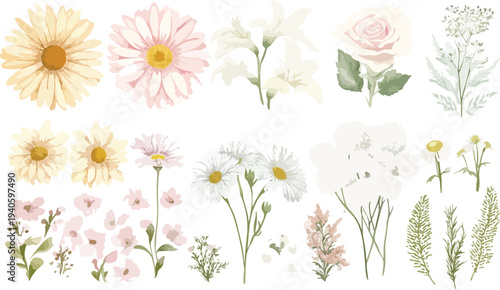 Seamless Floral Pattern with Pink Flowers and Leaves