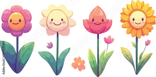 Pink Tulip Bouquet Vector Illustration in Spring Garden