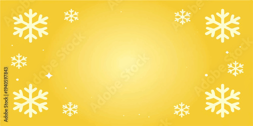 Golden Winter Wonderland: Delicate snowflakes gracefully dance against a warm, sun-kissed yellow backdrop, evoking feelings of serenity and seasonal joy. 