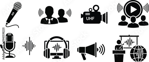 Audio video recording and playback icons