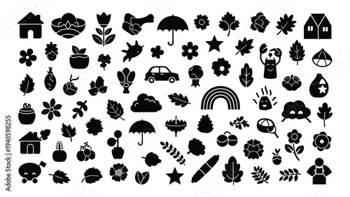 A collection of various weather icons