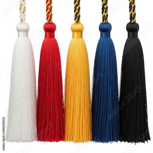 Wallpaper Mural Five colorful tassels with braided cords isolated on transparent background Torontodigital.ca