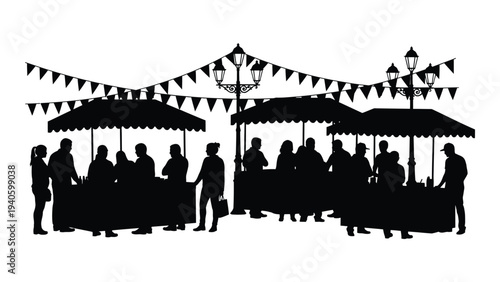 People sitting under umbrellas at an outdoor party
