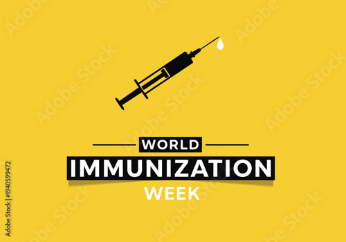 World Immunization Week Medical Background with Syringe Icon for Vaccination Campaigns Healthcare Awareness and Global Public Health Safety