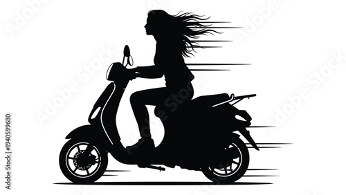A woman riding a motor scooter