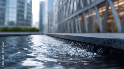 Wallpaper Mural Close up of cascading water from a modern architectural feature in an urban setting Torontodigital.ca