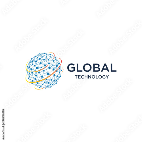Abstract Global Technology Network Sphere Futuristic Connection Lines Data Flow Digital Sphere Concept Vector Art Futuristic Science Communication Internet World Map