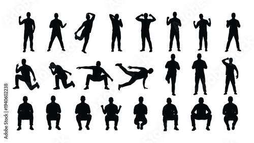 Various silhouettes of people in different poses