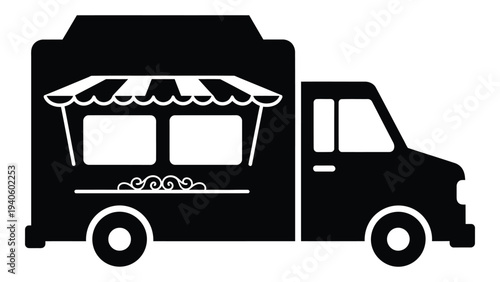 A food truck with an awning on the side