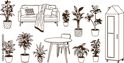 Home Interior Furniture Silhouette Collection