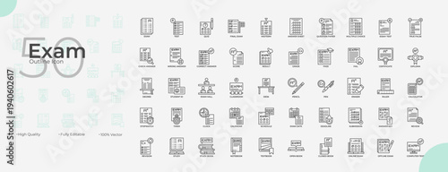 Exam Line Editable Icons set
