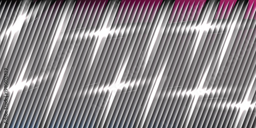 Black and white striped metallic steel texture pattern on a blue striped background with industrial corrugated lines and silver gray surface design