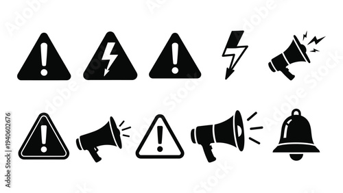 A collection of warning signs and alert symbols