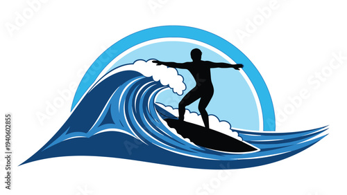 A silhouette of a surfer riding a wave