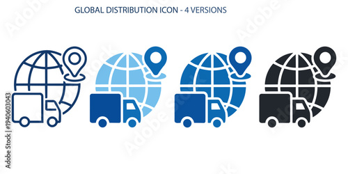 GLOBAL DISTRIBUTION ICON - 4 VERSIONS