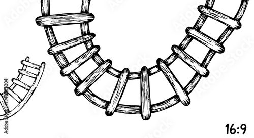 Vintage style illustration of a chain with thick metal links.