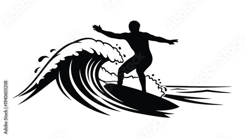 A silhouette of a man surfing on a wave