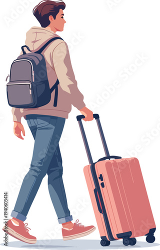 uomo donna in viaggio con valigie trasporto vettoriale 