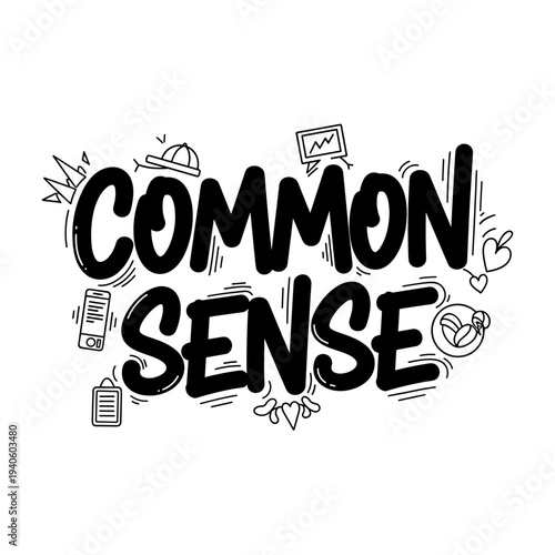 Common Sense Text Art with Icons.