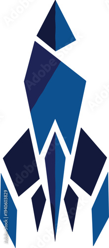 Abstract rocket logo geometric space launch symbol modern technology startup icon isolated on white background for innovation and business branding