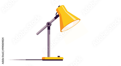 Vibrant yellow desk lamp on modern metal stand with adjustable arm and bright light