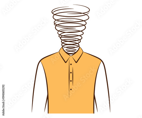 Yellow shirt with swirling lines for head headless.