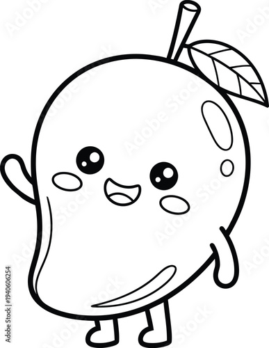 A cute cartoon peach character with a smiling face isolated on transparent background