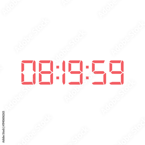 LED digital clock number for counter or calculator mockup design