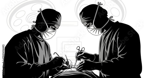 Surgeons performing operation in operating theater.