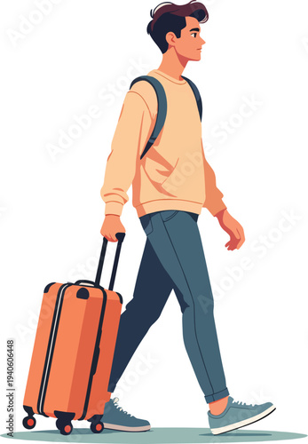 uomo donna in viaggio con valigie trasporto vettoriale 