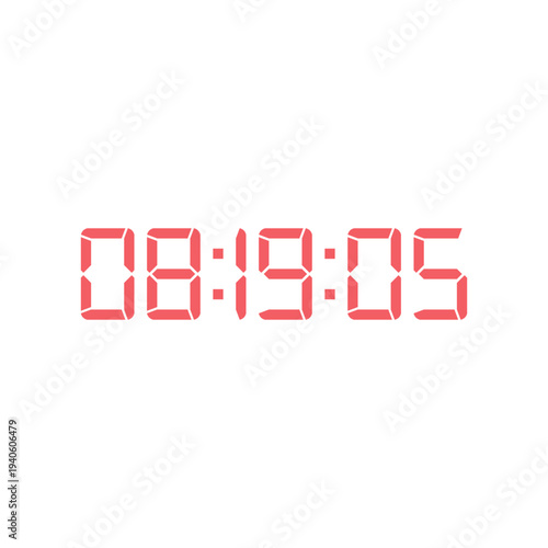 LED digital clock number for counter or calculator mockup design