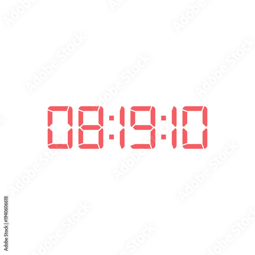 LED digital clock number for counter or calculator mockup design