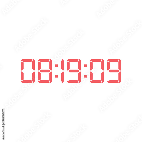 LED digital clock number for counter or calculator mockup design