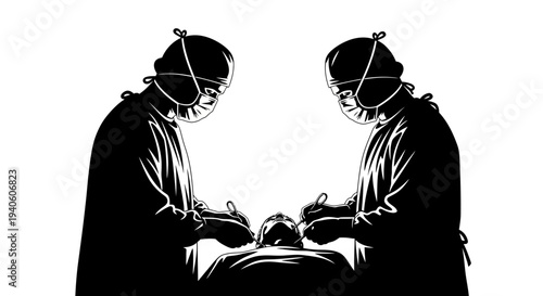 Surgeons performing an operation in a hospital theater.