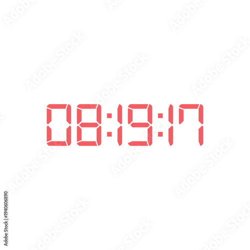 LED digital clock number for counter or calculator mockup design