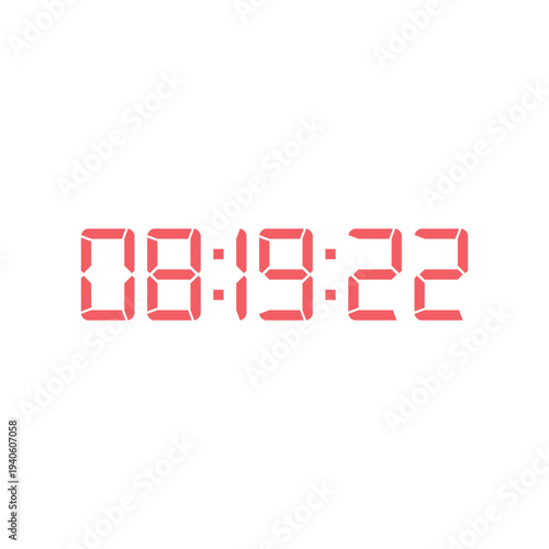 LED digital clock number for counter or calculator mockup design