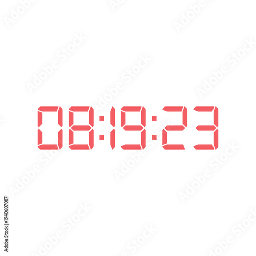 LED digital clock number for counter or calculator mockup design