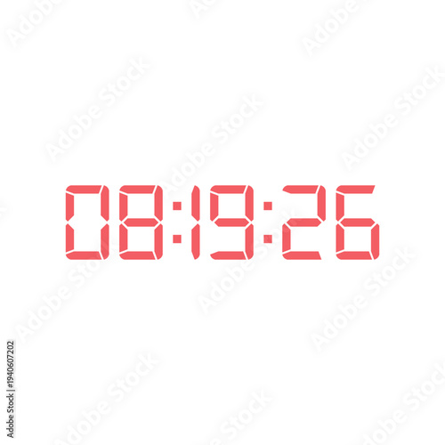 LED digital clock number for counter or calculator mockup design