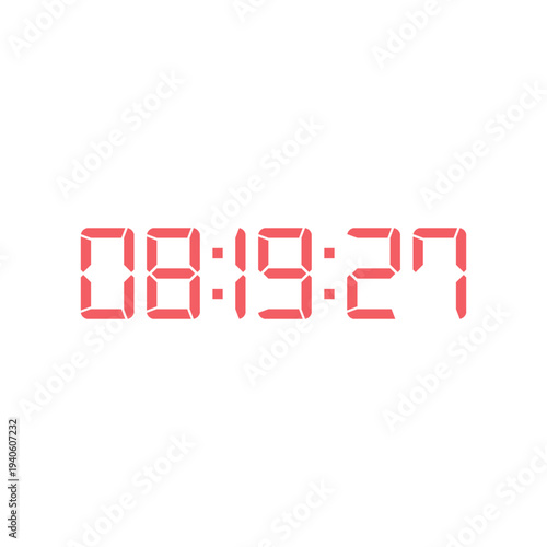LED digital clock number for counter or calculator mockup design