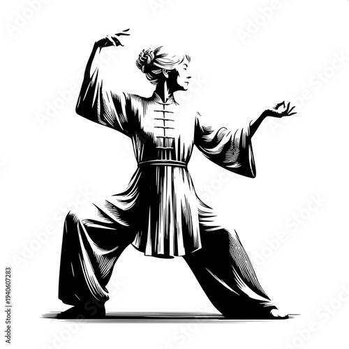 Chinese Elder Practicing Tai Chi