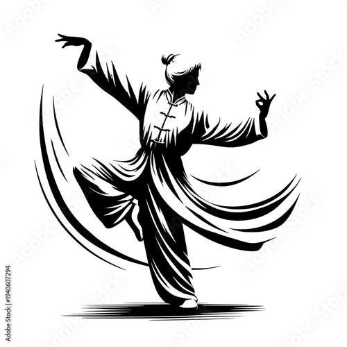 Chinese Elder Practicing Tai Chi