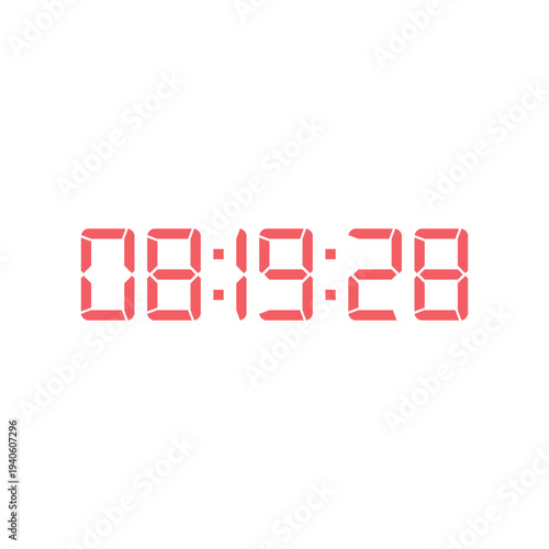 LED digital clock number for counter or calculator mockup design